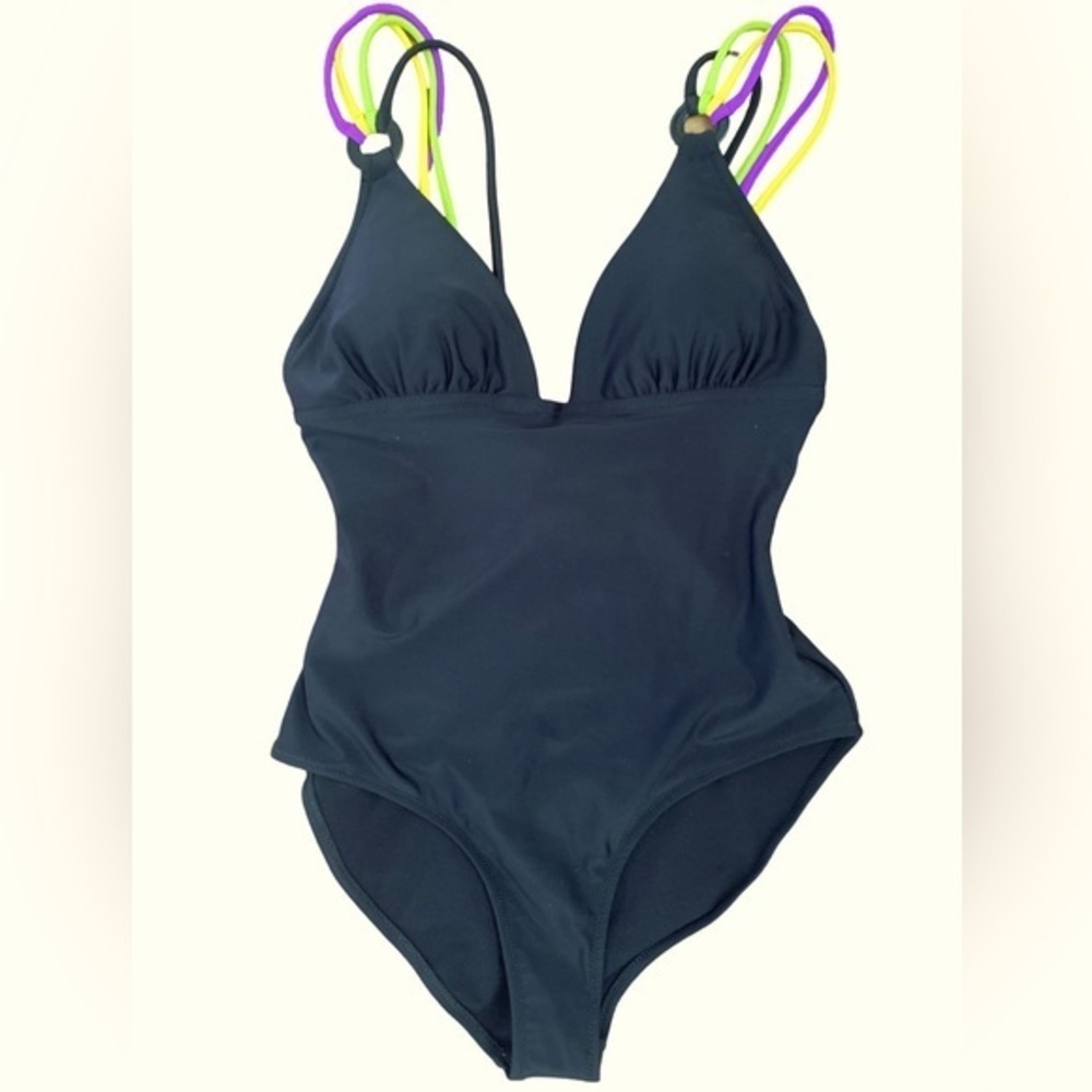 Gideon Oberson Swimsuit - 6 black , green ,yellow , purple detail , NWT